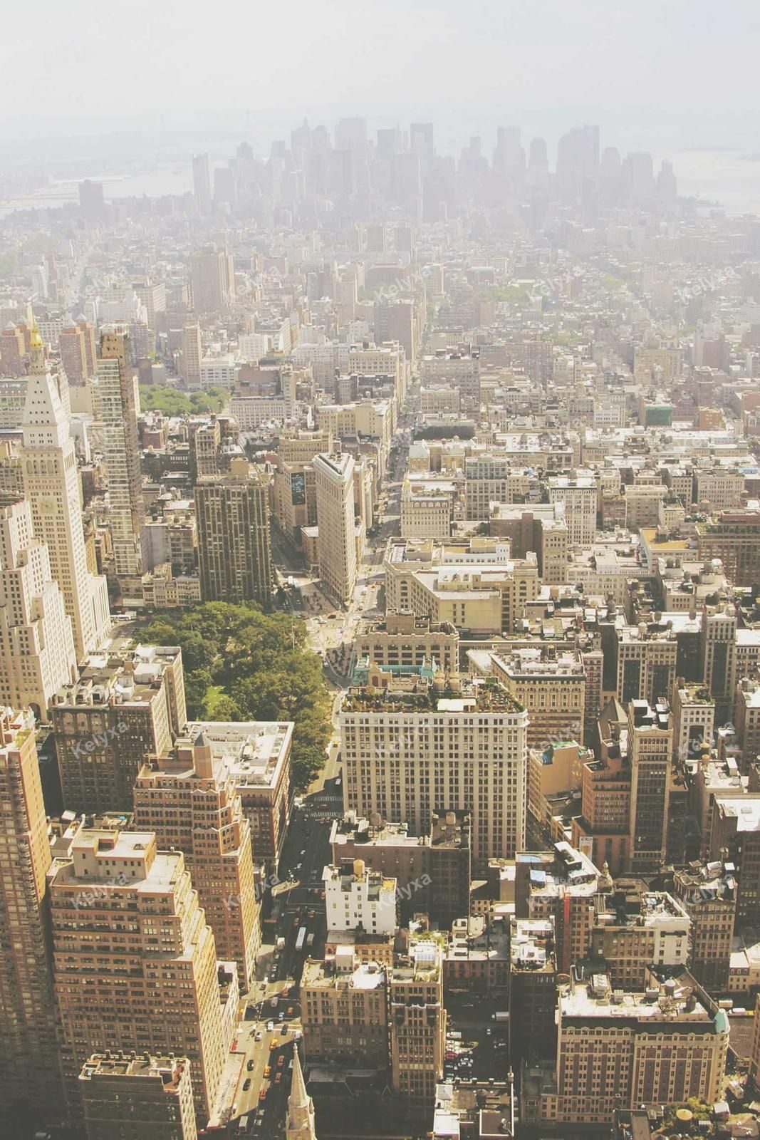 Hazy Aerial View Of Manhattan