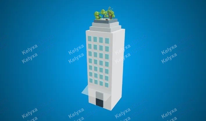 City Building with Roof Garden 3D Model