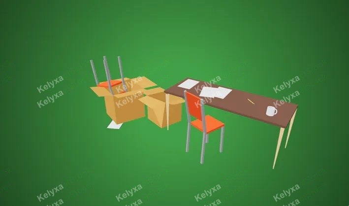 Messy Office CAD Model