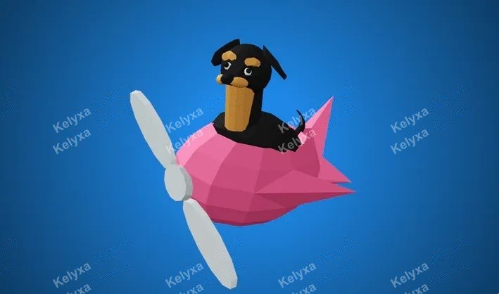 Dog in plane 3D Model