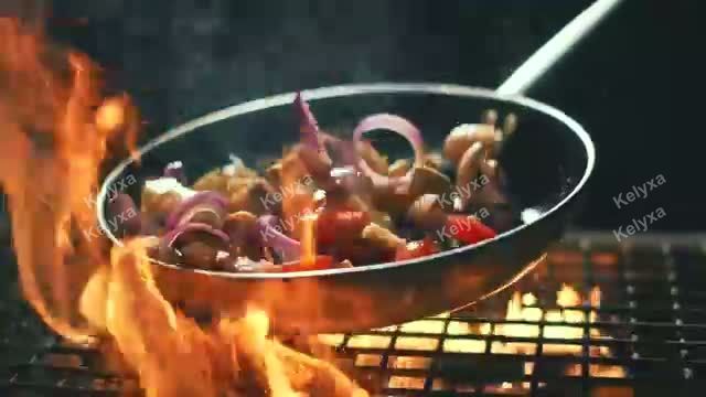 Flaming Grill Pan Toss