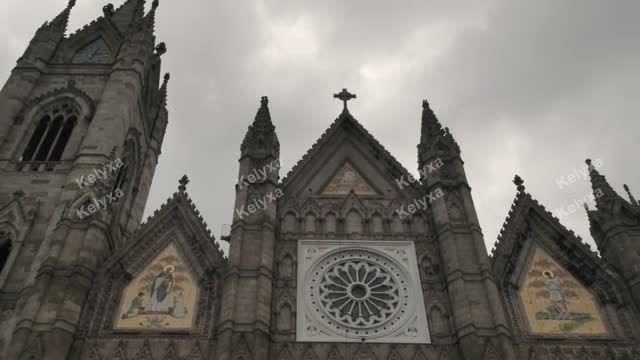 Gothic Cathedral Facade Under Grey Sky