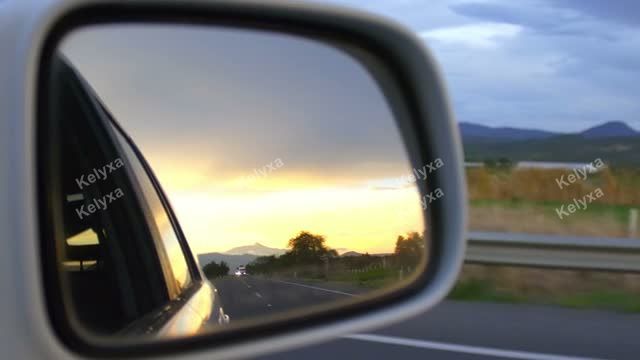 Sunset Reflected in Side Mirror